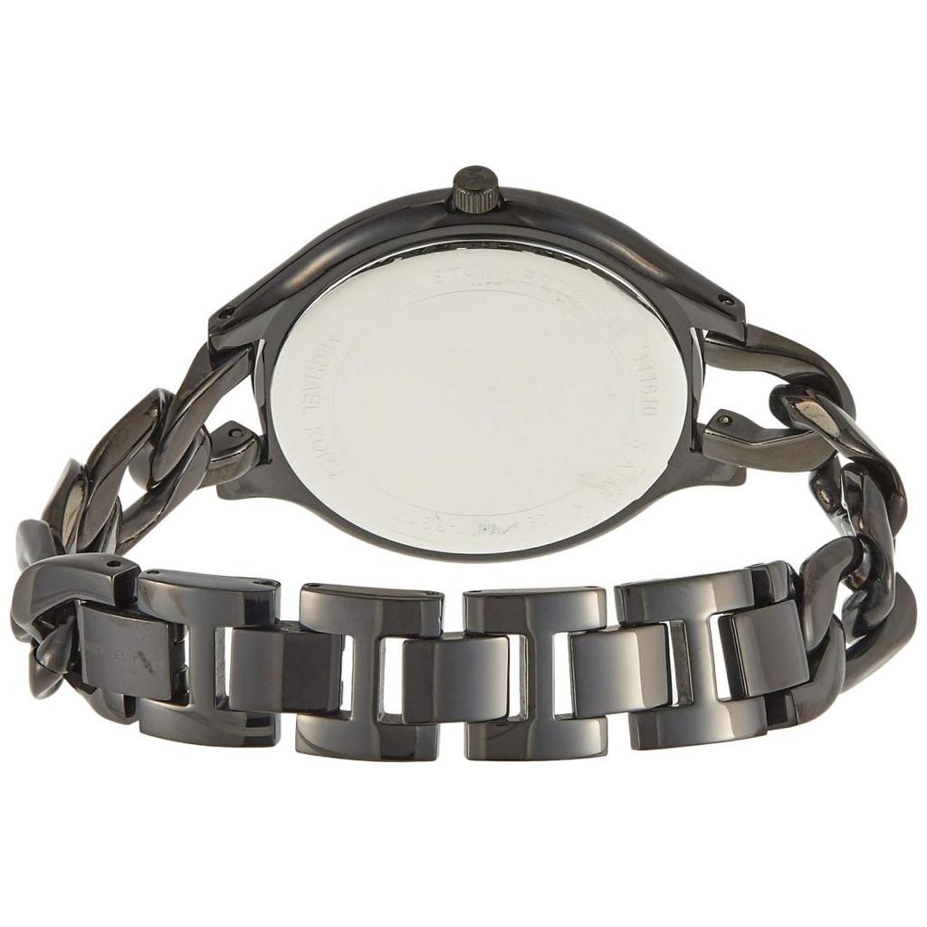 MICHAEL KORS Slim Runway Women's Quartz Watch Black Dial Black Ion-Plated Stainless Steel bracelet Strap 42mm MK3317