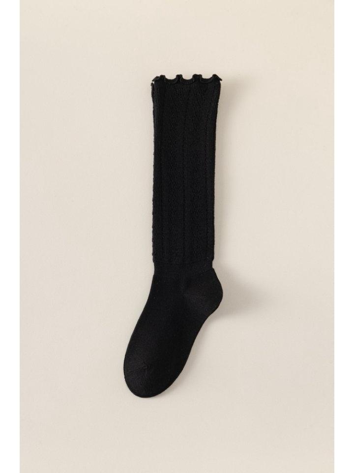 Корейские ажурные чулки-сетка с деревянными ушками - Женские вязаные сетчатые гольфы для похудения и создания эффекта "мешковатости"