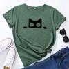 Summer Women's Cotton Loose Fit Cat Print Round Neck Short Sleeved T-Shirts Women’s