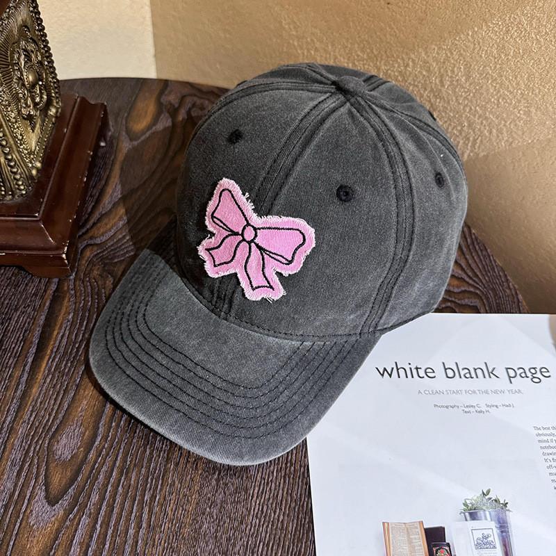 Casual Cotton Bow Baseball Cap With Curved Brim For Daily Wear In Warm Seasons
