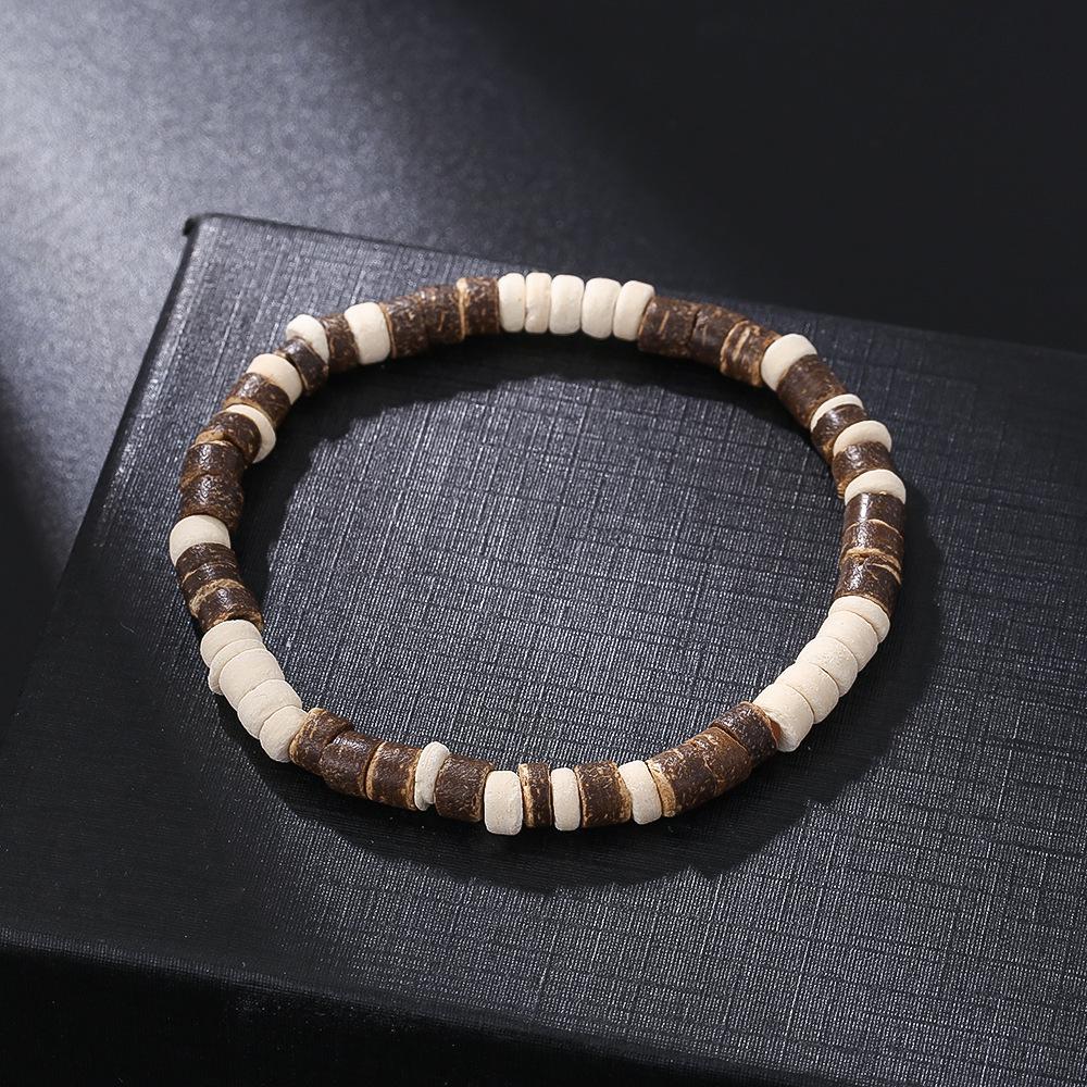 New European & American Turquoise Wood Bead Men's Trendy Coconut Shell Bracelet - Versatile Design