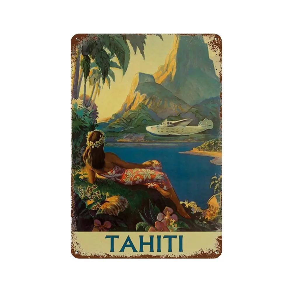 Путешествия Города Табличка Металлические Знаки Винтажный Плакат Япония Таиланд Италия Пейзаж Ретро Тарелка Искусство Живопись Домашний Бар Паб Клуб Декор