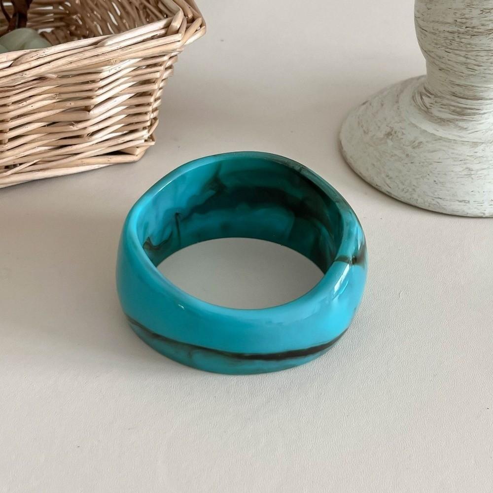 Smudged Wide Chunky Bangle Marbling Cuff Bracelet Vintage Irregular Resin Bracelet Gifts