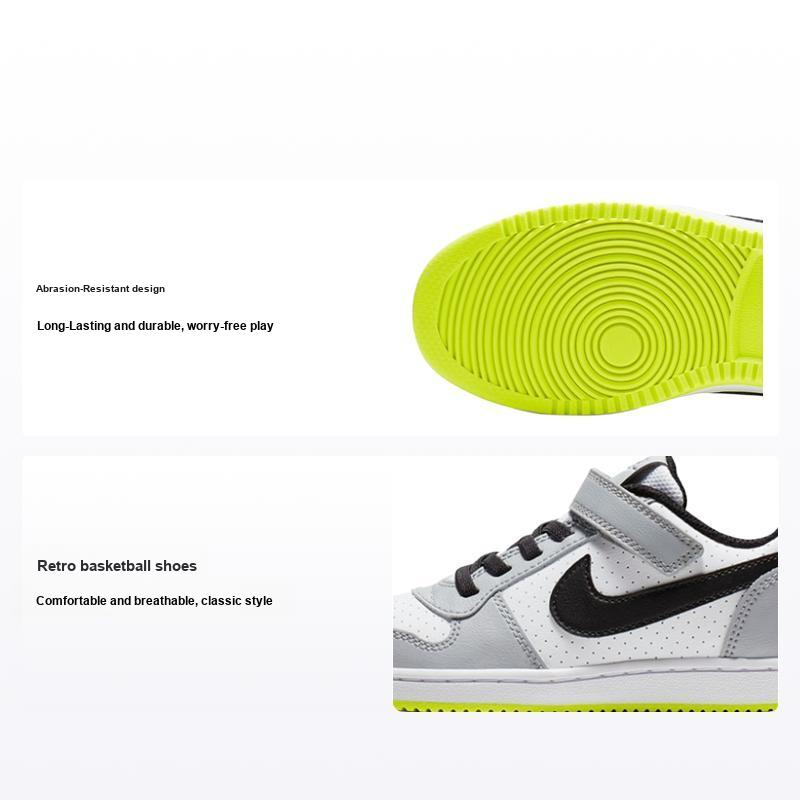 Nike Court Borough Удобные Универсальные Прочные Кроссовки с Низким Верхом Детские кроссовки Серый Желтый Зеленый 870025-104