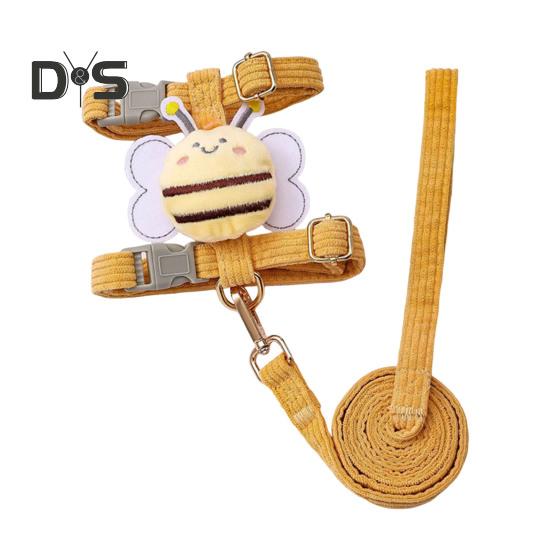 Комплект шлейки и поводка для кошек, регулируемая шлейка для котят с защитой от побега и рисунком пчелы для маленьких и средних кошек и собак на открытом воздухе