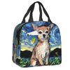 Chihuahua Art Thermal Insulated Lunch Bag Women Portable Lunch Tote for Outdoor Picnic Multifunction Food Bento Box
