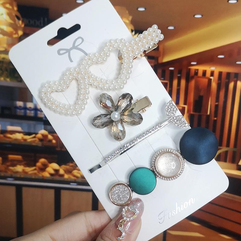 Корея Блестящий Кристалл Набор Заколок для Волос Модные Аксессуары для Волос Тренд для Женщин Девушка Жемчуг Стразы Заколка Боковая Заколка для Волос