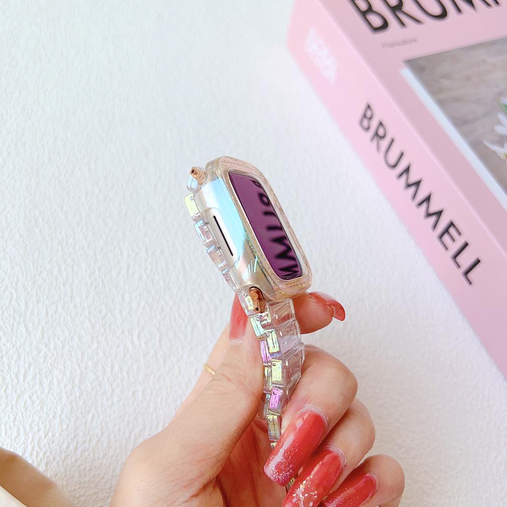 Прозрачный чехол LGlitter для Apple Watch Series 8 7 5 6 SE Ultra Блестящий бампер Защитная крышка для IWatch 41мм 45 49мм 44мм 40мм 42 38мм