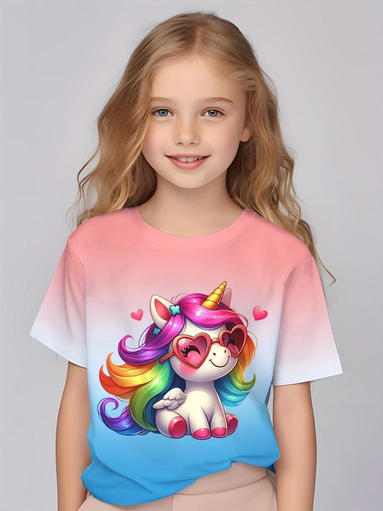 Children Clothing Girls Enchanting 3d Fairy Print Short Sleeve T Shirt Tops Comfortable Crew Neck Casual Tees Kids Girl Clothes