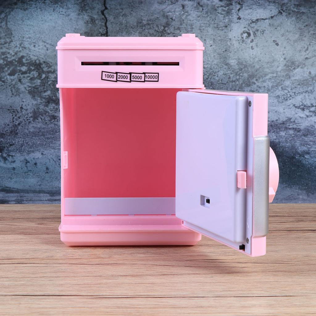 Children's Money Saving Bank Deposit Box Intelligent Voice Mini Safe and for Kids with Pass Code (Pink, Button Random Color)