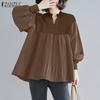 Womens V-Neck Long Sleeve Casual Patchwork Blouse