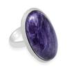 Natural Charoite Gemstone 925 Sterling Silver Handmade Oval Shape Rings For Women & Girls