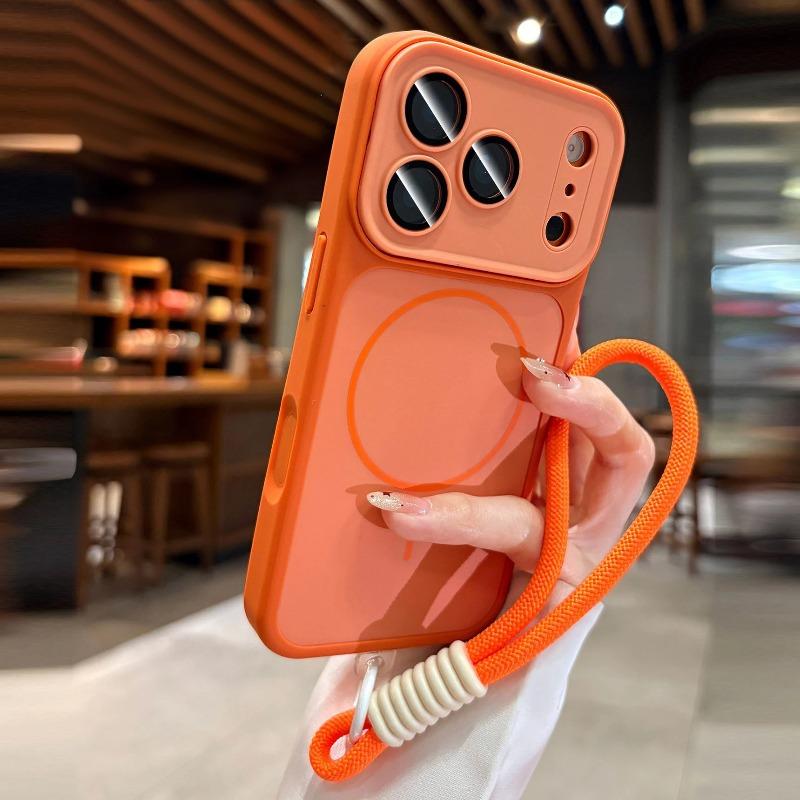Матовый с ремешком для чехла для For Iphone 1 16 17 Pro Max 14 Plus 12 11 13 Магнитный ремешок для беспроводной зарядки