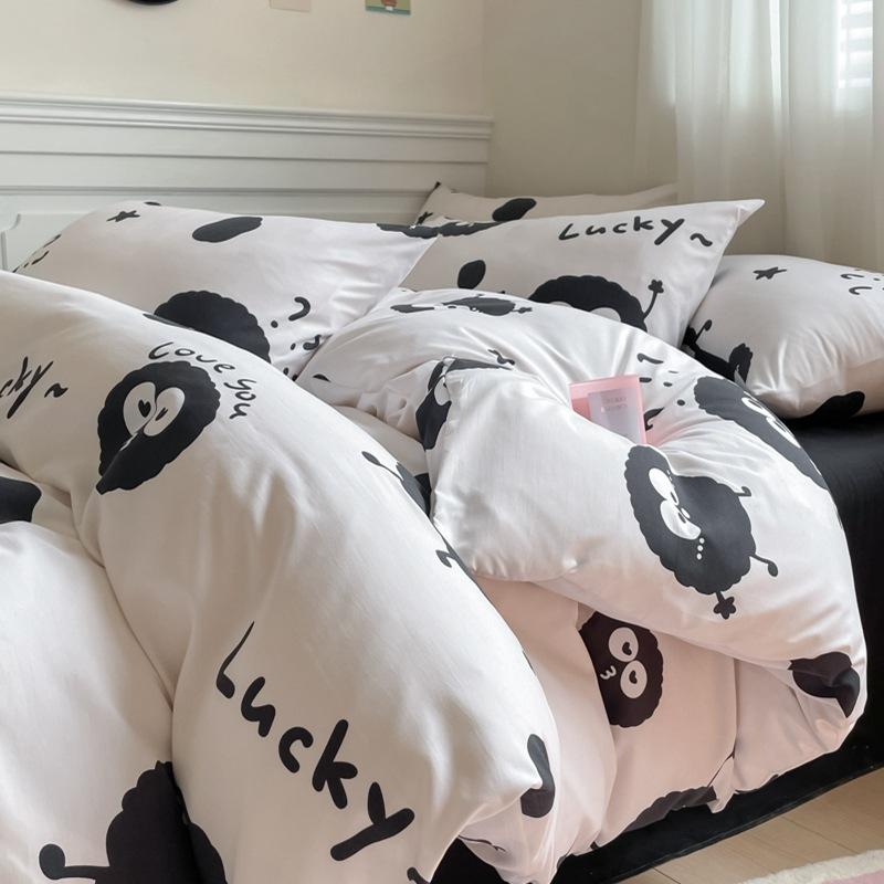 Маленький комплект из четырех предметов из свежевыстиранного хлопка, постельное белье, пододеяльник, комплект из трех предметов для односпальной кровати в общежитии