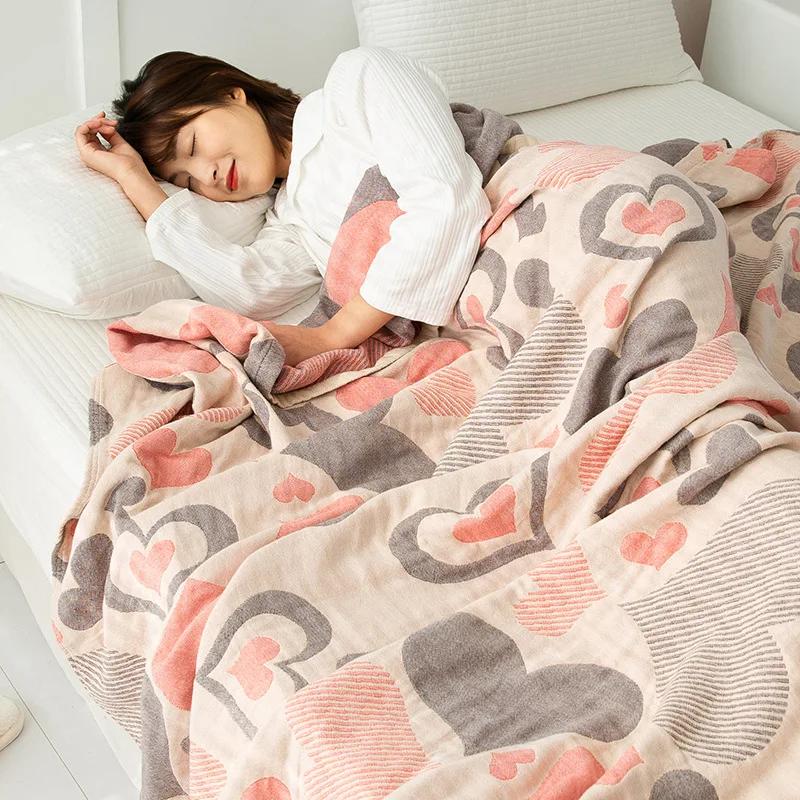 Новое двойное хлопковое одеяло для кроватей, марлевая простыня для дивана, одно крутое одеяло, мягкое дышащее удобное покрывало на кровать