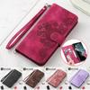 Chic Embossed Totem Pattern Phone Bag Case with Lanyard for iPhone Samsung Xiaomi Google Matte PU Leather Multi Card Wallet Case Cover
