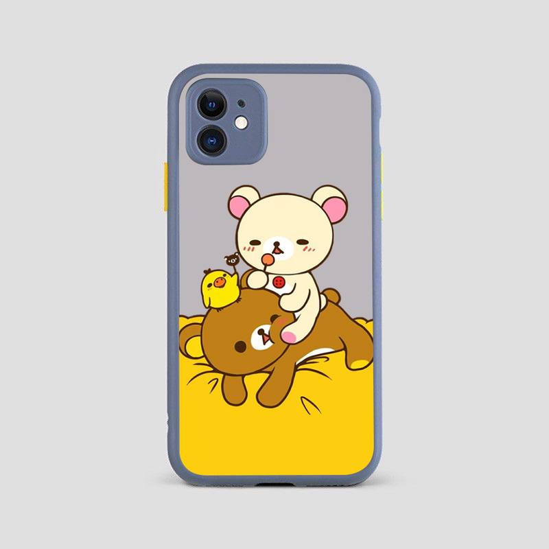 Милый чехол для телефона Rilakkuma для Iphone X Xr Xs 7 8 Plus 11 12 Pro Max, полупрозрачный матовый противоударный чехол