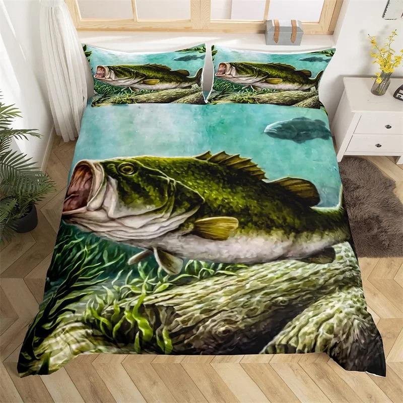 Пододеяльник с изображением рыбы-меч «Марлин» Kawaii Marine Life, комплект постельного белья из микрофибры, тема океана, большая рыба-щука, пододеяльник для односпальной кровати, двуспальная кровать