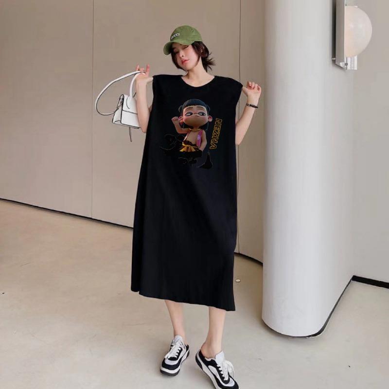 Женская одежда без рукавов жилет футболка длинное платье женское повседневное ленивое платье