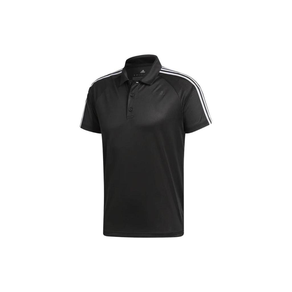 adidas Мужские рубашки-поло Черный воротник-поло Умеренный прямой крой BK2601