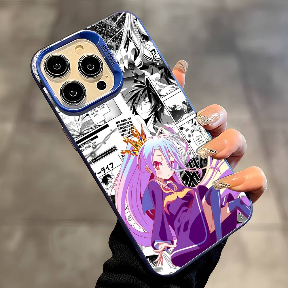 Чехол для телефона с аниме-девушкой Широ для iPhone 17 16 15 14 13 12 11 Plus Pro Max, разноцветный, лазерный, с эффектом северного сияния, ударопрочный, Funda Cover