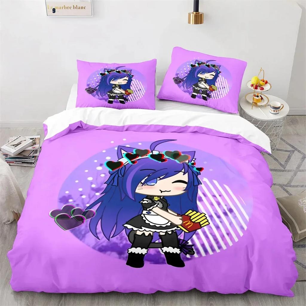 3D Printed Anime Gacha Life Duvet Cover Set With Pillow Covers Polyester Teens Kids Bedding Set Full Queen King Size Bed Linen