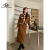 Осень-зима, новый утепленный теплый шерстяной костюм, однотонный однотонный повседневный элегантный длинный костюм в Корейском стиле
