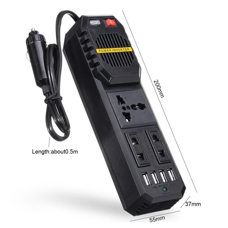 200W Car Cigarette Inverter 12 V To 220 Volt DC To AC Converter 4 USB 3.1A Charger Wave Auto Adapter
