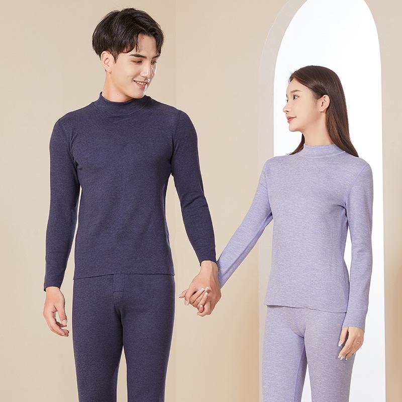 2024 Парный немецкий бархатный двухсторонний комплект термобелья с высоким воротником