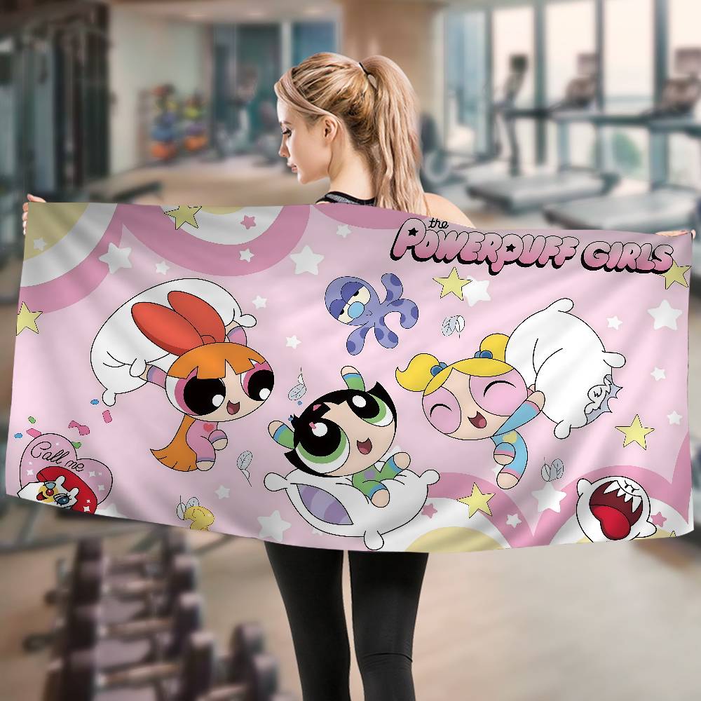 Animation P-Powerpuff G-Girls Microfiber Printed Beach Towel Mountain Climbing Yoga Beach Swimming Running Absorbent Soft Towel