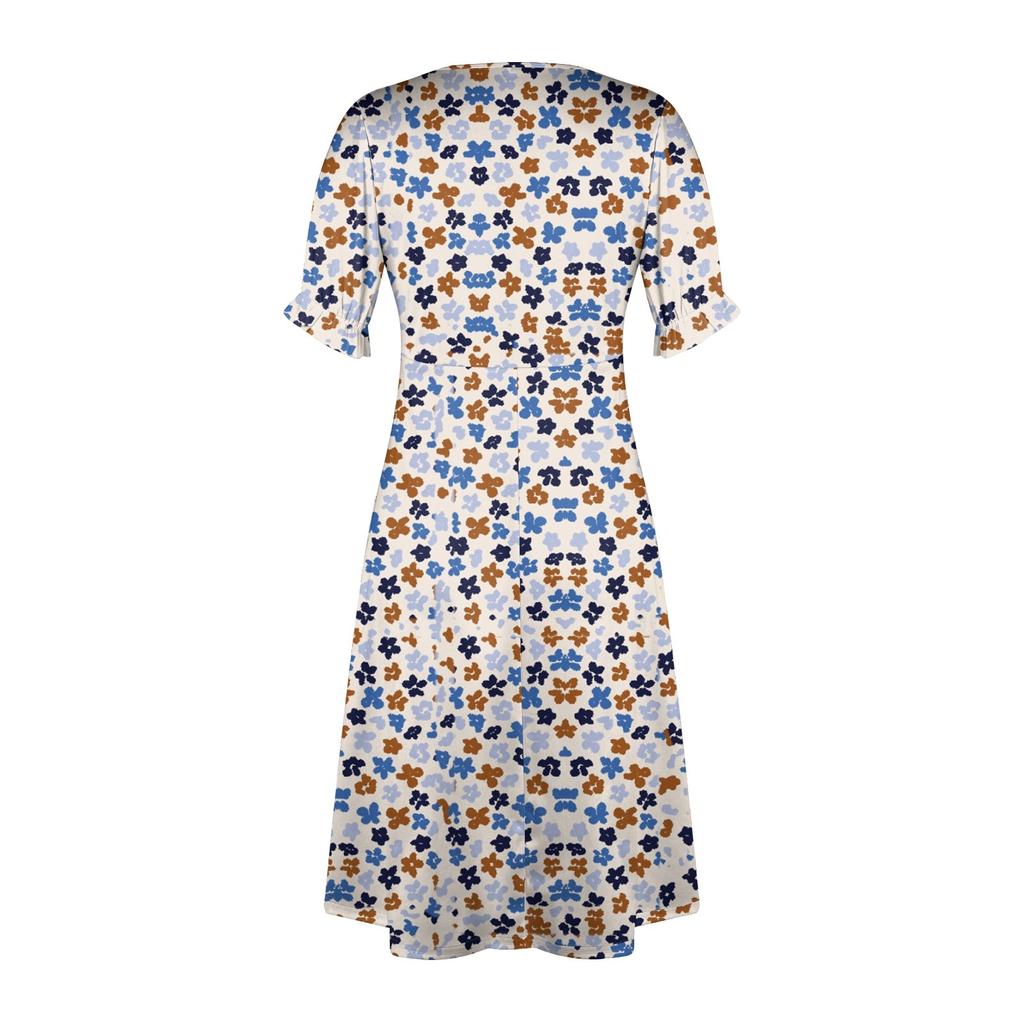 Женское летнее повседневное платье с v-образным вырезом и трапециевидным вырезом в стиле бохо, платье с цветочным принтом и воланами, с запахом и подолом