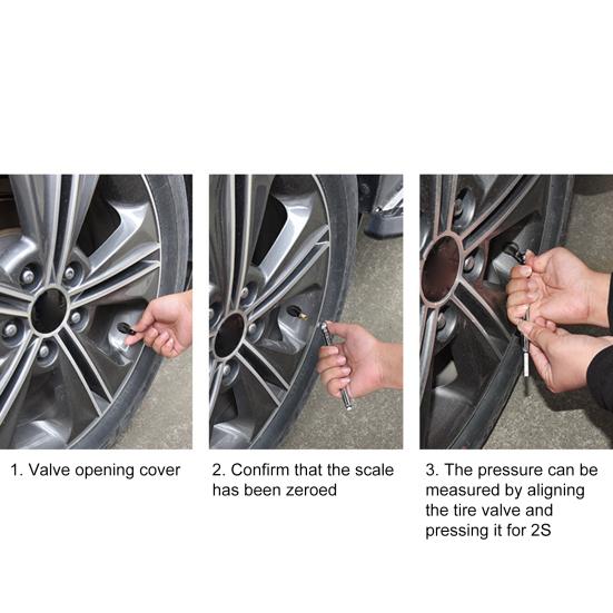 Ручка для измерения давления в шинах, батарея не требуется. Хорошая воздухонепроницаемость. 4-сторонняя шкала. Вращение на 360 градусов. Тестер давления в шинах. Поставка для мастерской.