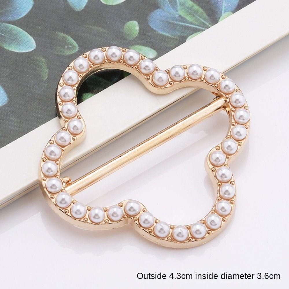 Rhinestone Tie Clips Pearl Shirt Clip Buckle Fashion Shirt Clip  for Women Lady