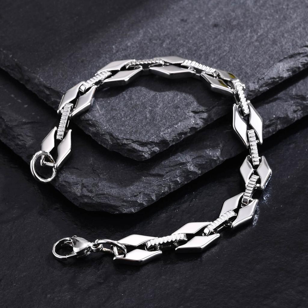 New Fashion Bracelets for Men Boys,Handmade Stainless Steel Link Wristband,Anniversary Birthday Gifts for Him