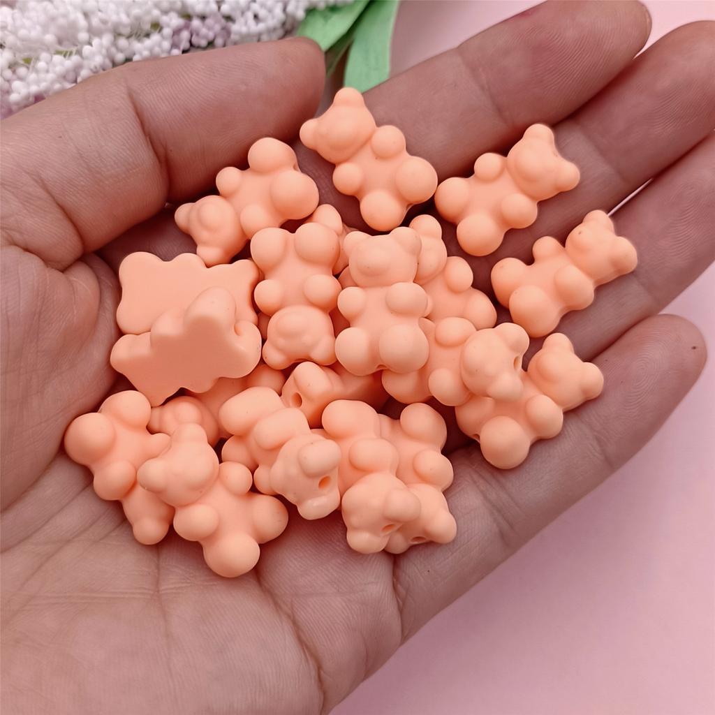 Высокое качество 20 шт. однотонных резиновых бусин 18*11 мм браслеты в форме медведя изготовление украшений своими руками ожерелье милые бусины в форме медведя