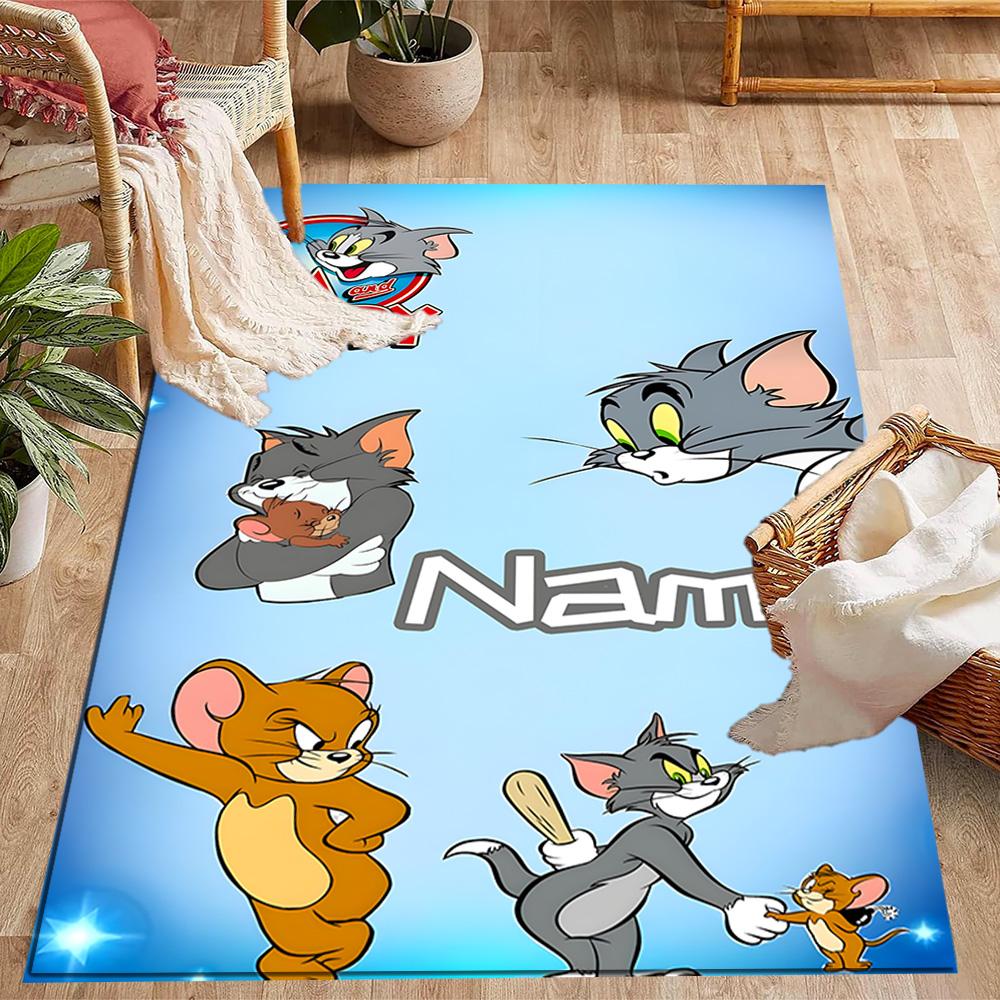 Looney Floral Friends Art Customized Name Area Rug Suitable for Balcony Entryway Outdoor Playrooms Anti-slip Rug Office home decor Birthday/Christmas
