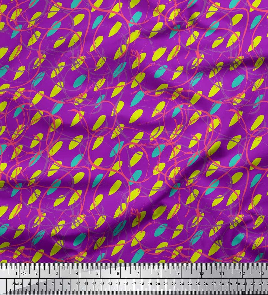 Soimoi Red Japan Crepe Satin Fabric Abstracts Abstract Print Fabric by the Metre 42 Inch