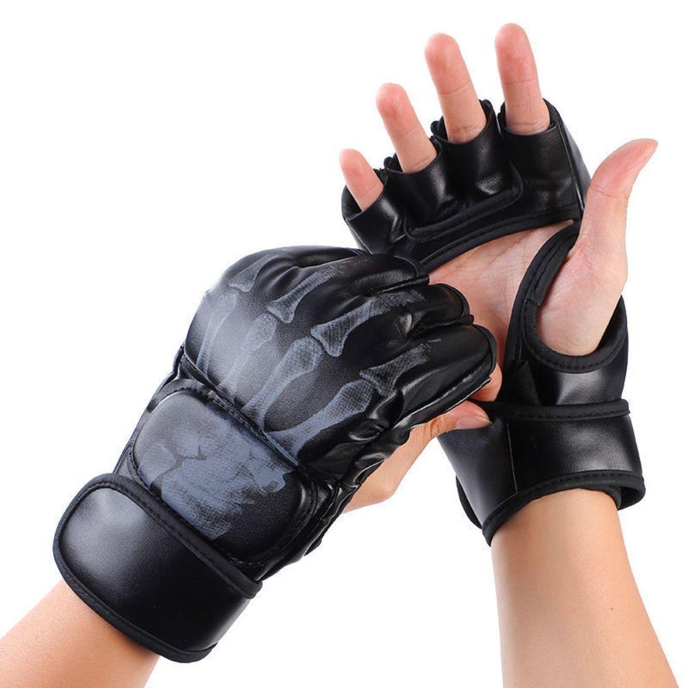 PU Taekwondo Gloves Half Finger Punching Gloves Durable Workout Gloves  for Men Women