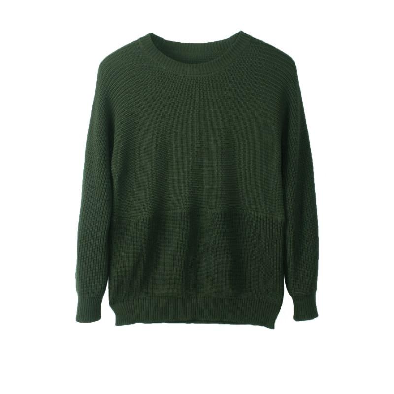 Осенне-зимний однотонный женский вязаный свитер с длинными рукавами