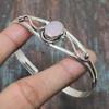 Pink Chalcedony Gemstone 925 Sterling Silver Handmade Cuff Jewelry Bangle Adjustable For Women