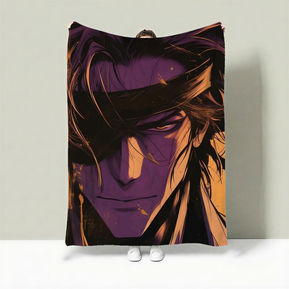 Anime B-Bleach Throw Lightweight 240g Flannel Blanket Soft Skin-friendly for Summer Cooling