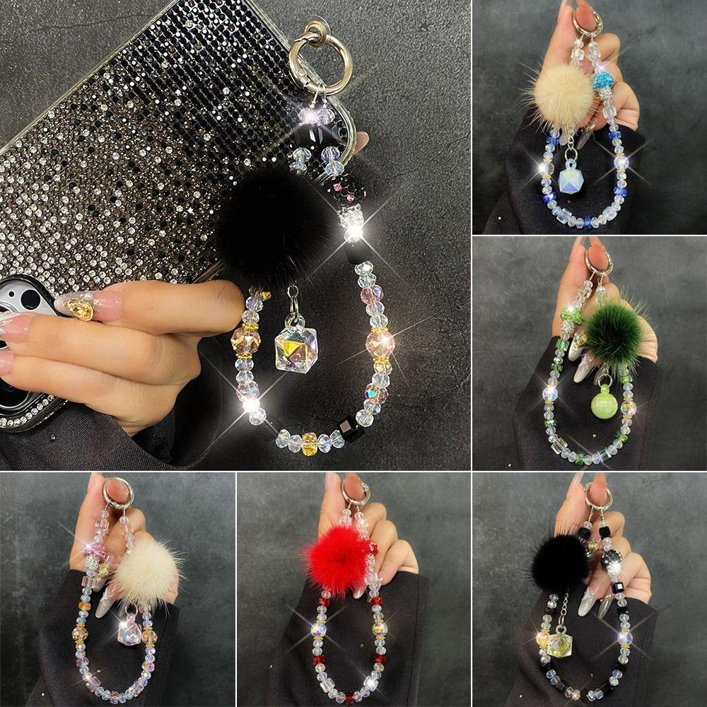 Hand-beaded Mobile Phone Lanyard Strap Crystal Car Keychain New Bag Pendant  Ornament