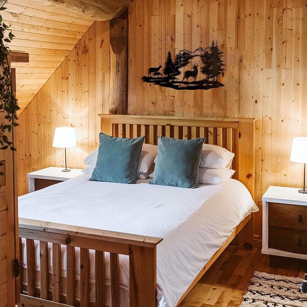 Декор для каюты, металлический олень, настенное искусство, деревенский настенный декор, подвесной для ванной комнаты, гостиной, спальни, для дома и улицы 40x28 см