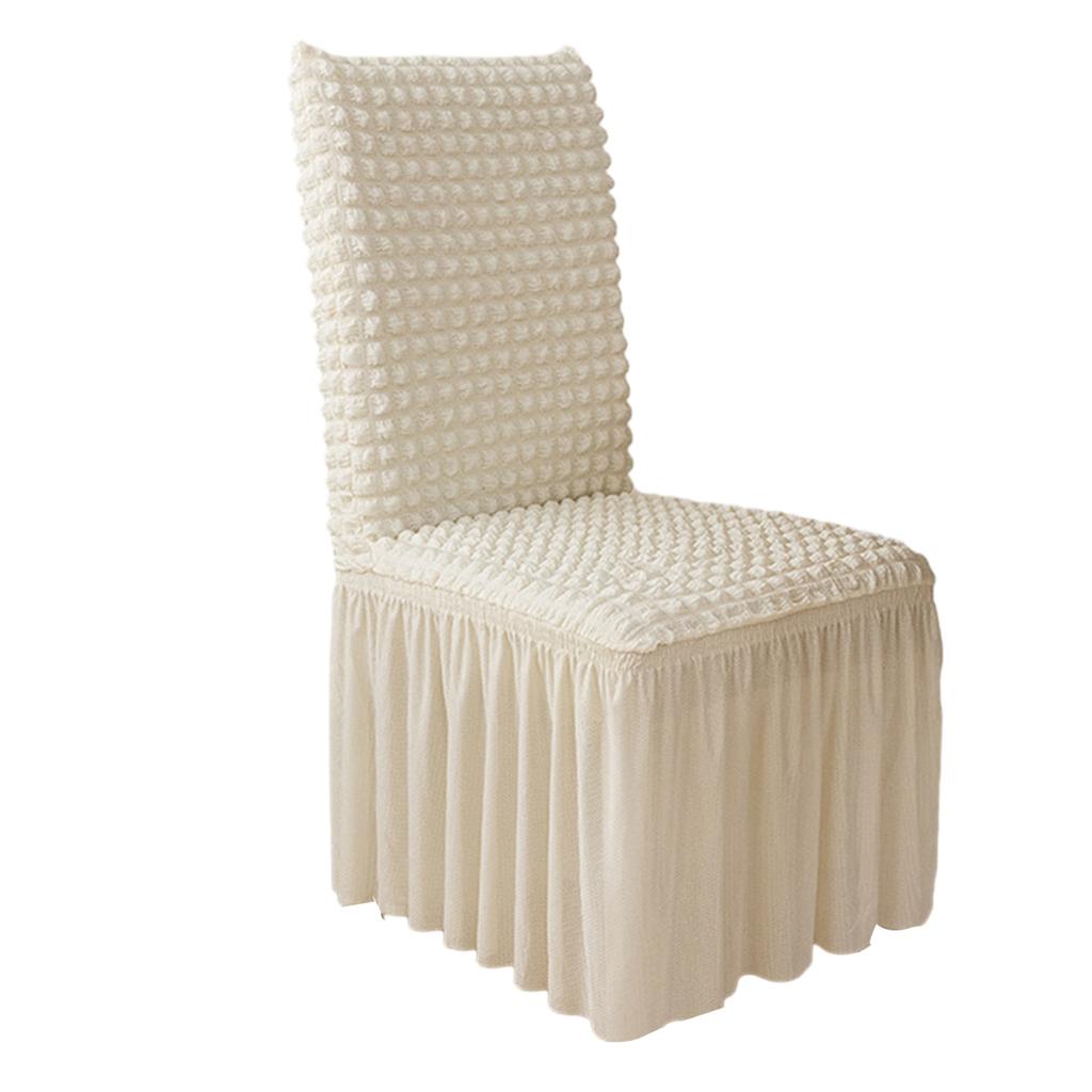 Solid Stretch Dining Chair Cover Seersuckers Chair Protector Cover Slipcover Banquet Chair Skirt Wedding Party Decor