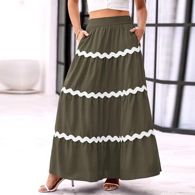 Женская летняя эластичная пляжная юбка в стиле бохо с рюшами и высокой талией с карманами