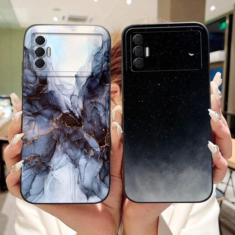 For Tecno Spark 8P KG7H KG7 KG7n Case Liquid Silicone Soft TPU Back Cover For Spark8P 8 P Phone Funda Gothic Black Night Bumper