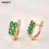 SIMJOO Простые и стильные серьги с цирконом Персонализированные овальные серьги с зеленым цирконом