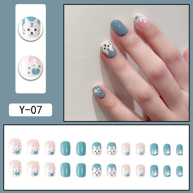 Reusable Press-On Nails With Cat Eye Effect Gradient Design Women Sweet Chic Style Wearable Nail Tips