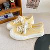 B-9361 допаминовый цвет/растворенная платформа парусиновые туфли женские летние тонкие 2024 новые туфли для доски маленькие белые туфли