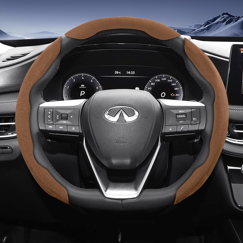 Bpzsw1 Подходит для рулевого колеса Infiniti Sports из замшевой кожи со съемной конструкцией на кнопках для моделей, таких как Q50 Qx50 Qx55